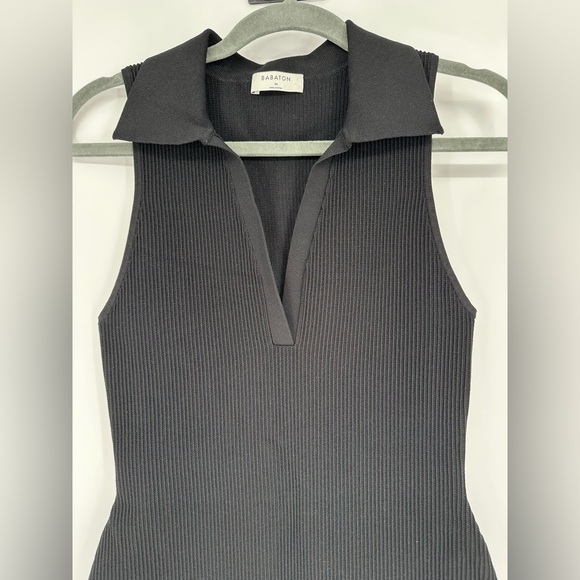 Aritzia Babaton Sculpt Knit Polo Dress Ribbed Collared Bodycon Stretch M - Picture 6 of 9